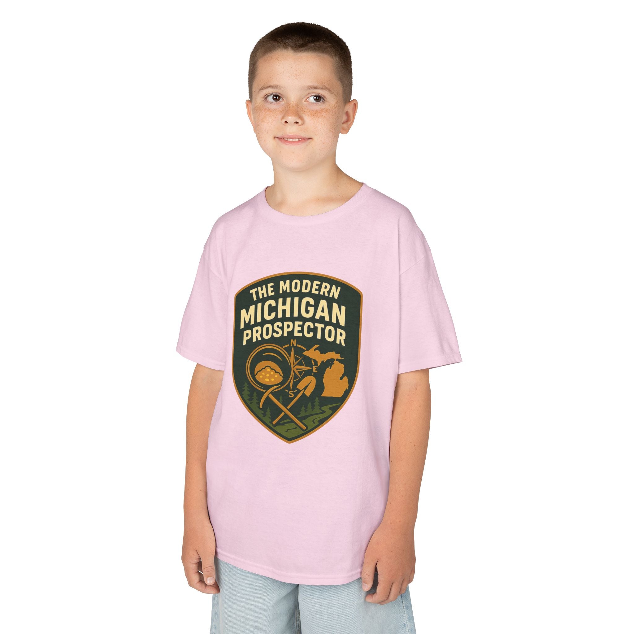 Kids T-Shirt — "The Modern Michigan Prospector" Vintage Badge Tee