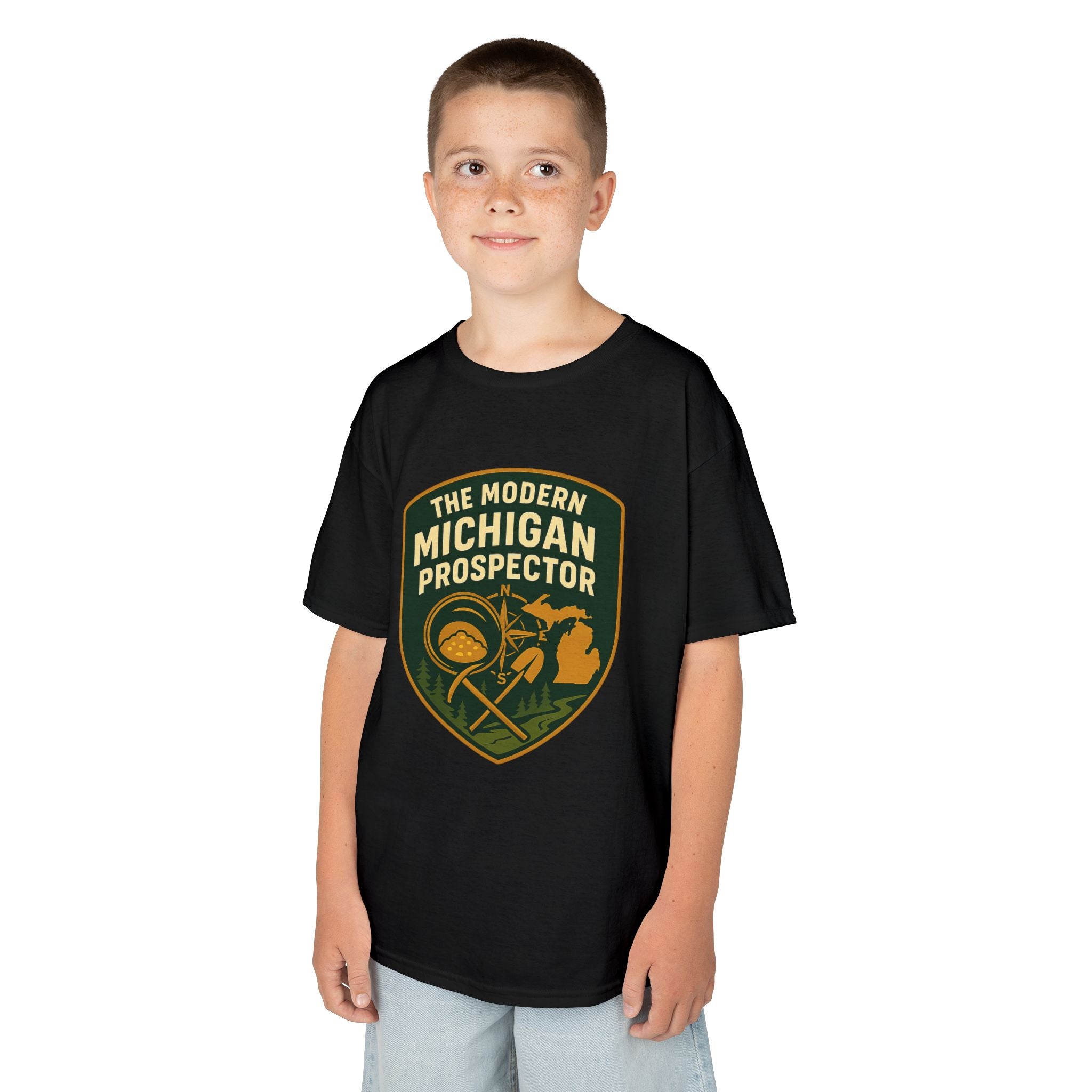 Kids T-Shirt — "The Modern Michigan Prospector" Vintage Badge Tee